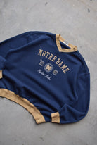 LEE Sports x University of Notre Dame Navy Embroidered Crewneck — 2000s (XL) - Retrospective Store