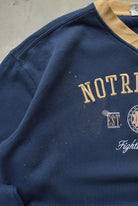 LEE Sports x University of Notre Dame Navy Embroidered Crewneck — 2000s (XL) - Retrospective Store