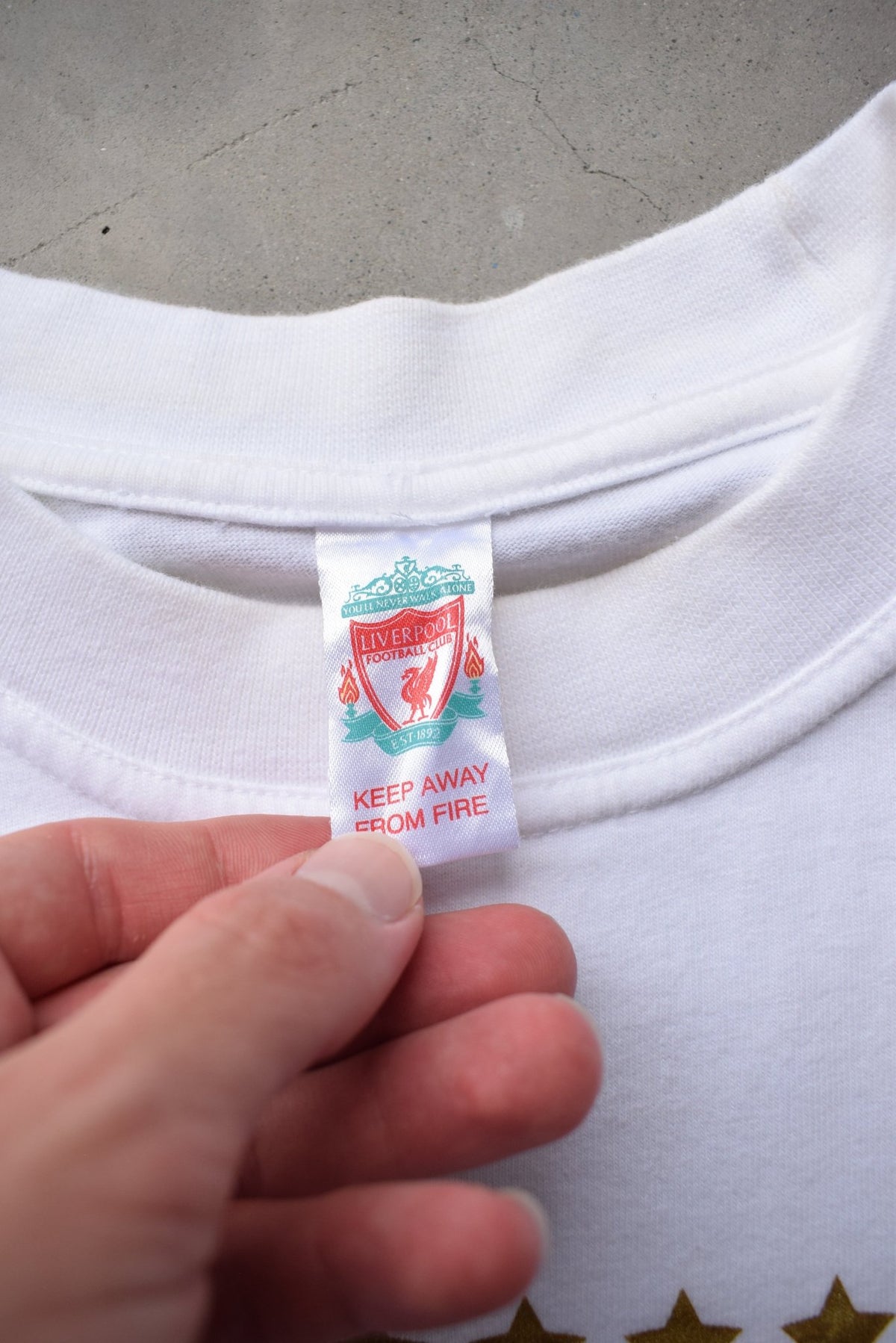 Liverpool FC 'Kings of Europe' White Graphic Tee — 2005 (XL) - Retrospective Store