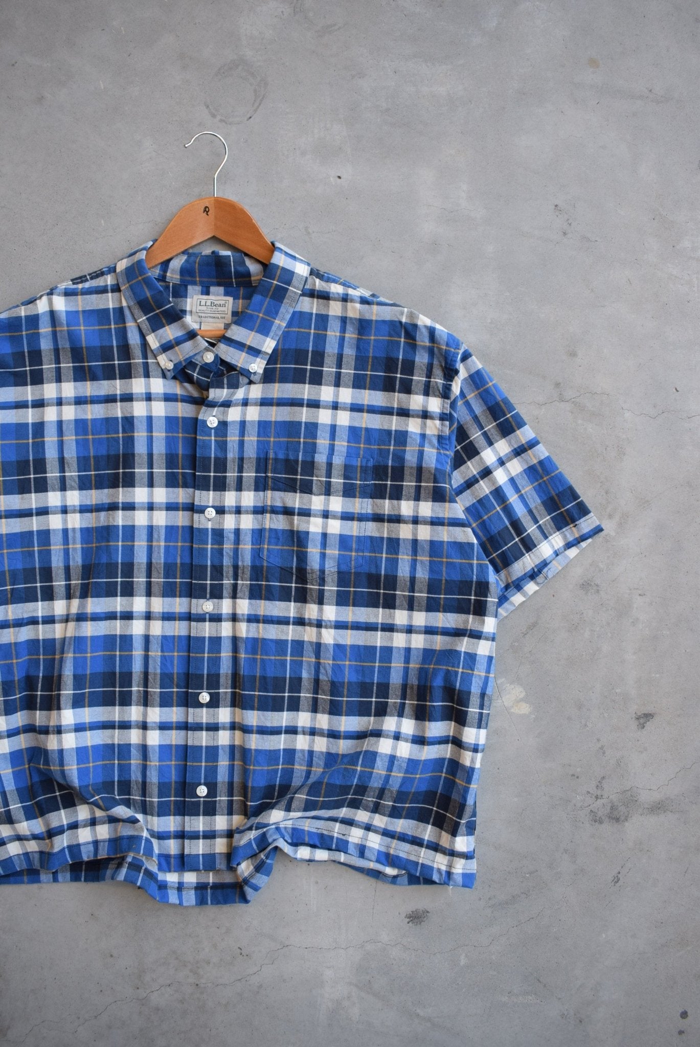 L.L. Bean Blue Cropped Button Up — 2000s (XL) - Retrospective Store