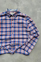 L.L. Bean Blue & Red Cropped Long Sleeve Button Up — 2000s (L) - Retrospective Store