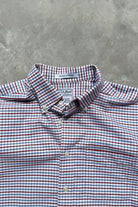 L.L. Bean Red, Blue & White Cropped Long Sleeve Button Up — 2000s (L) - Retrospective Store