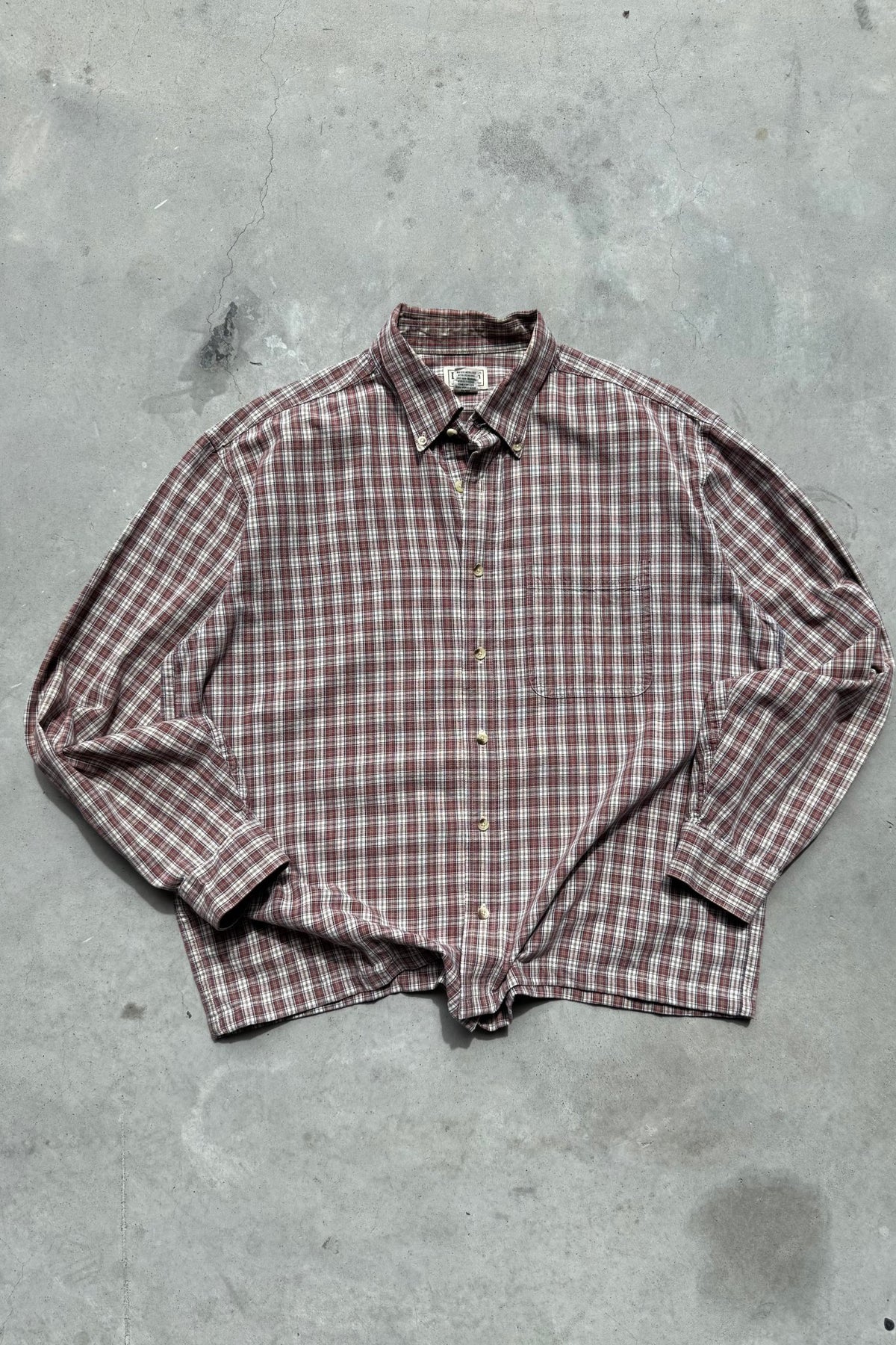 L.L. Bean Red Cropped Long Sleeve Button Up — 2000s (L) - Retrospective Store