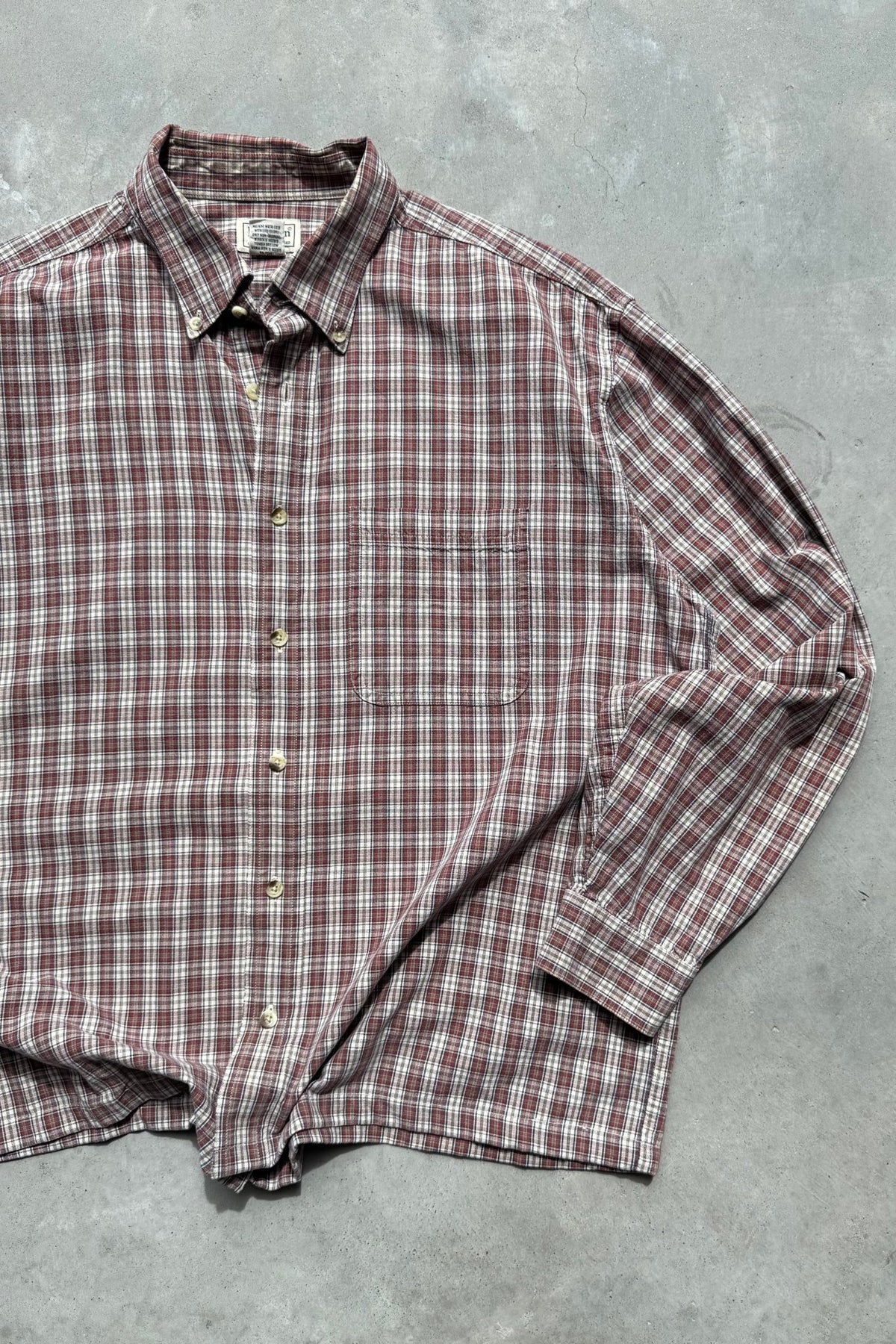 L.L. Bean Red Cropped Long Sleeve Button Up — 2000s (L) - Retrospective Store