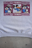 Looney Tunes Football Squad Grey Graphic Crewneck — 1990s (L) - Retrospective Store