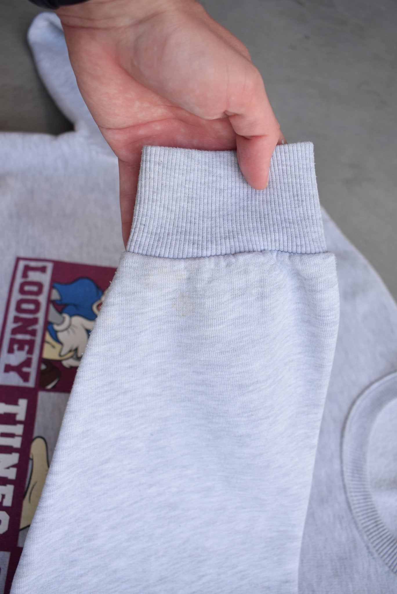 Looney Tunes Football Squad Grey Graphic Crewneck — 1990s (L) - Retrospective Store