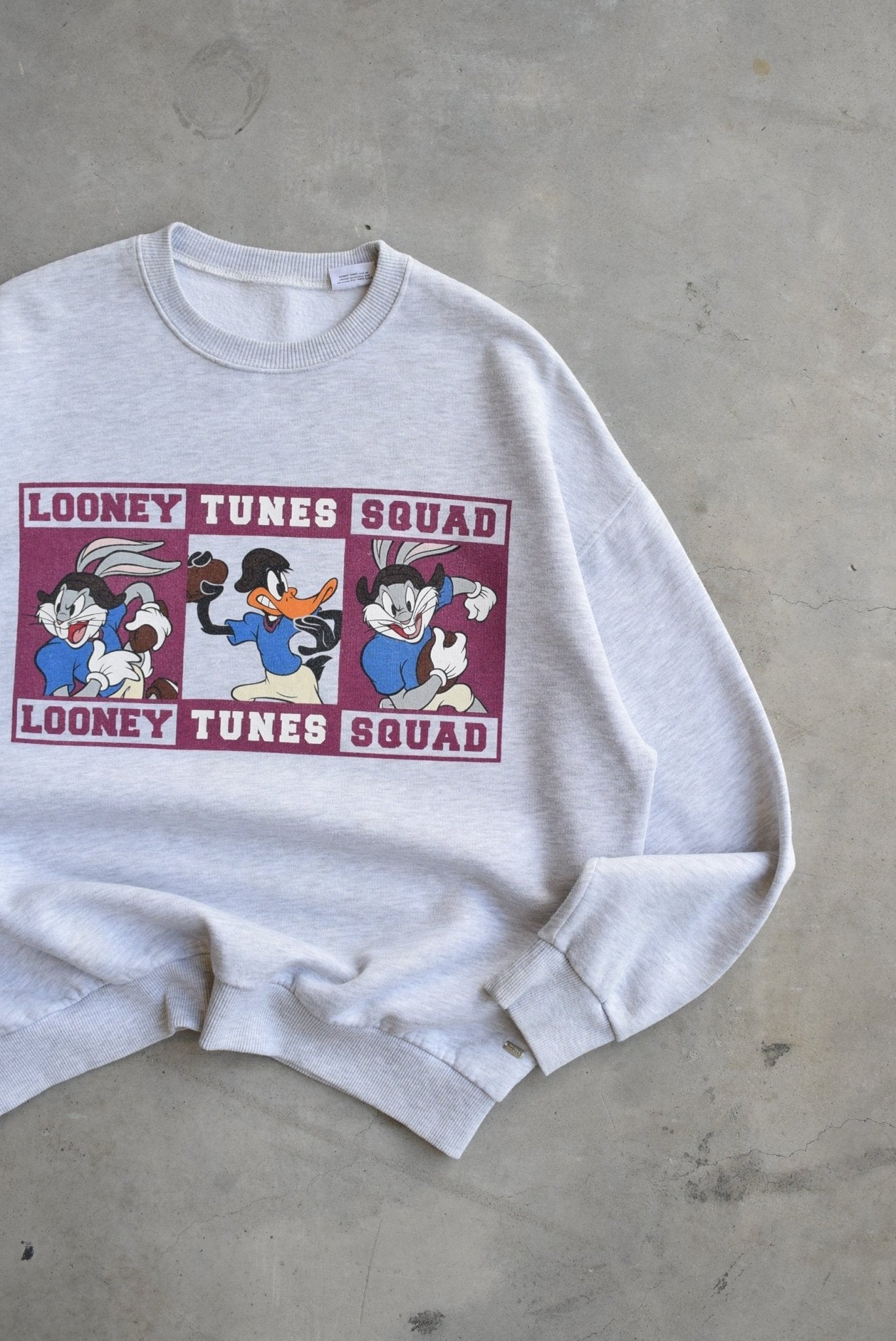 Looney Tunes Football Squad Grey Graphic Crewneck — 1990s (L) - Retrospective Store