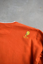 Looney Tunes Tweety Sport Orange Embroidered Crewneck — 2000 (L) - Retrospective Store