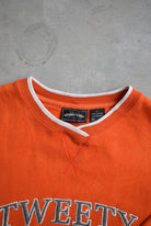 Looney Tunes Tweety Sport Orange Embroidered Crewneck — 2000 (L) - Retrospective Store