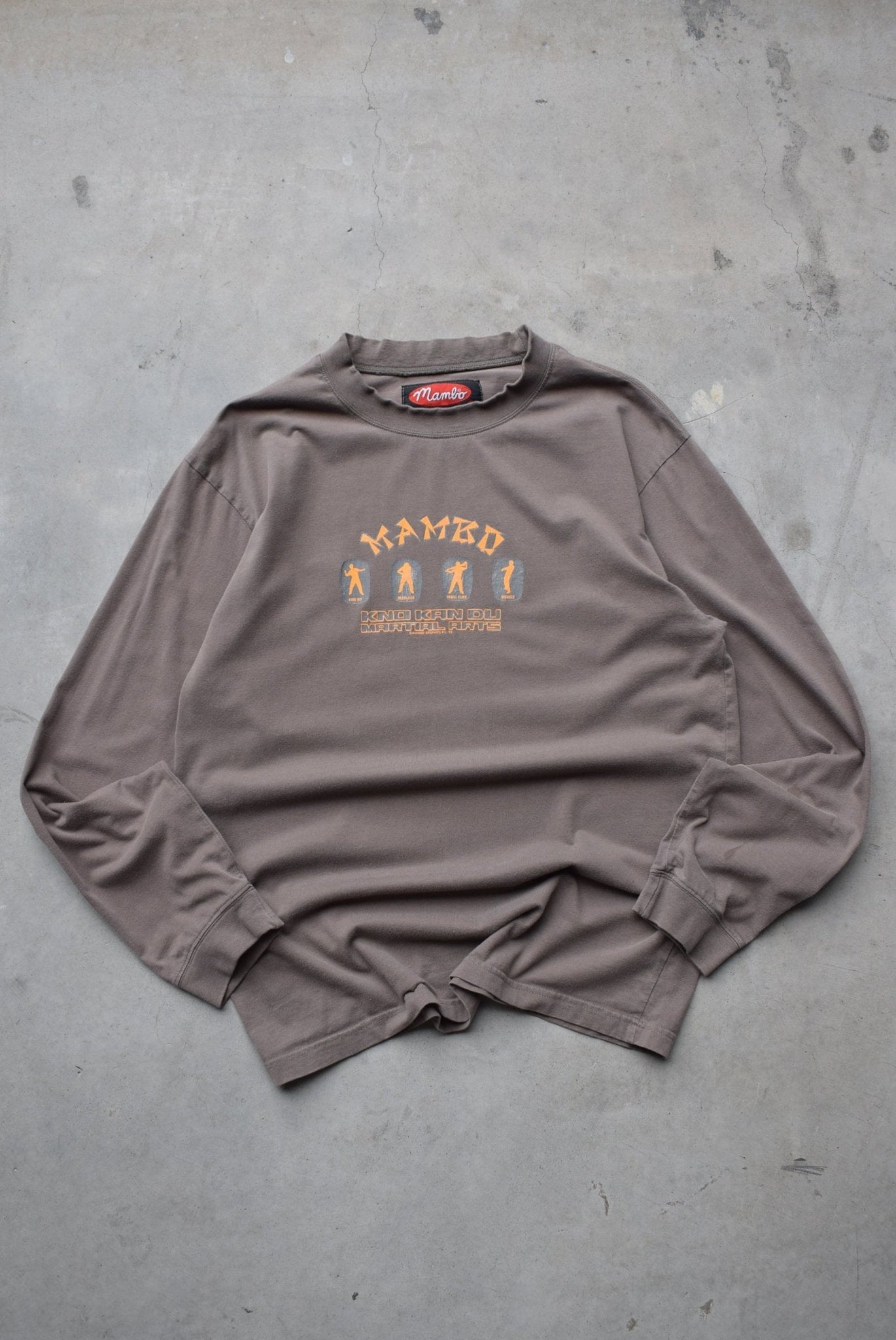 Mambo Martial Arts Brown Graphic Long Sleeve Tee — 1999 (M/L) - Retrospective Store
