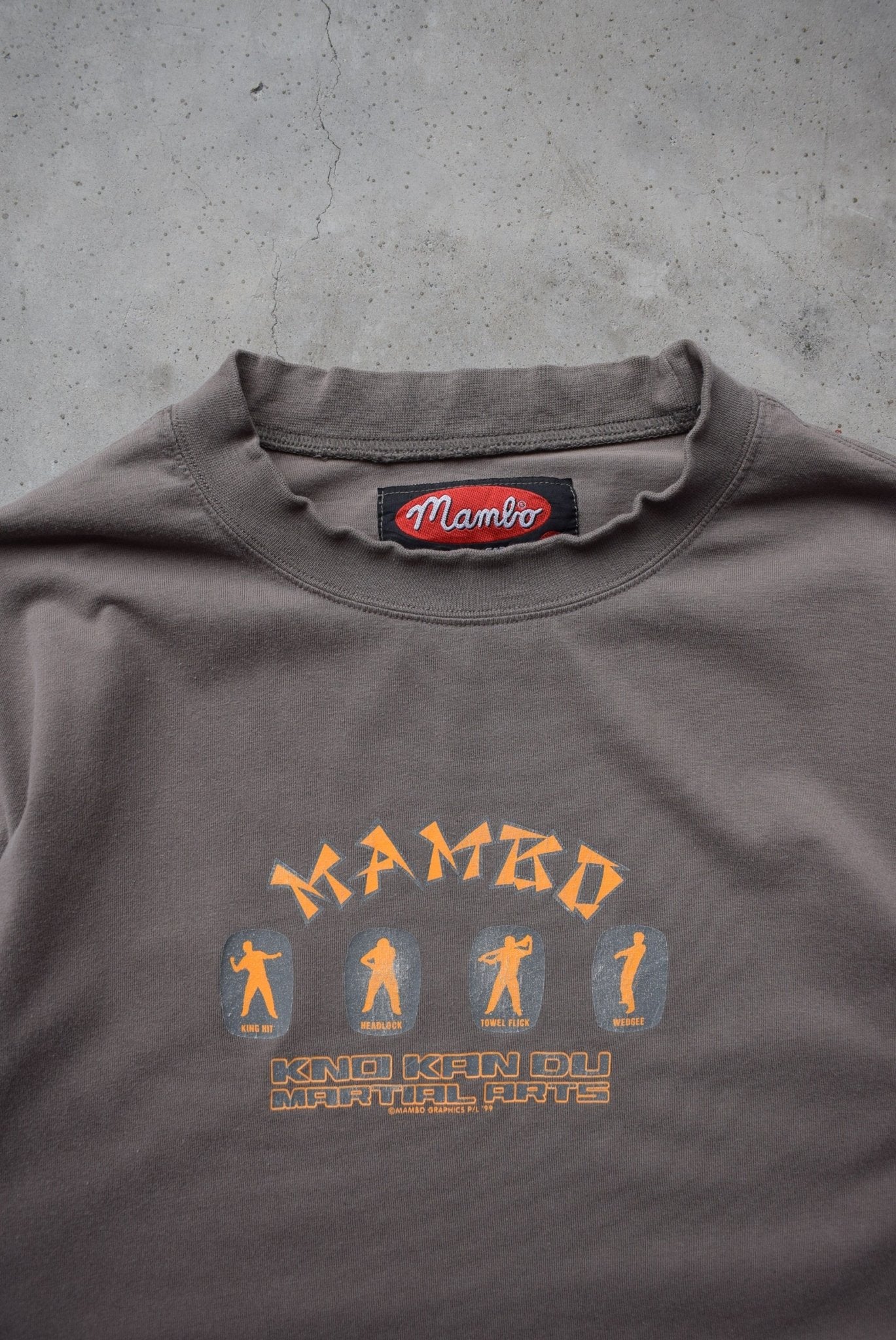 Mambo Martial Arts Brown Graphic Long Sleeve Tee — 1999 (M/L) - Retrospective Store