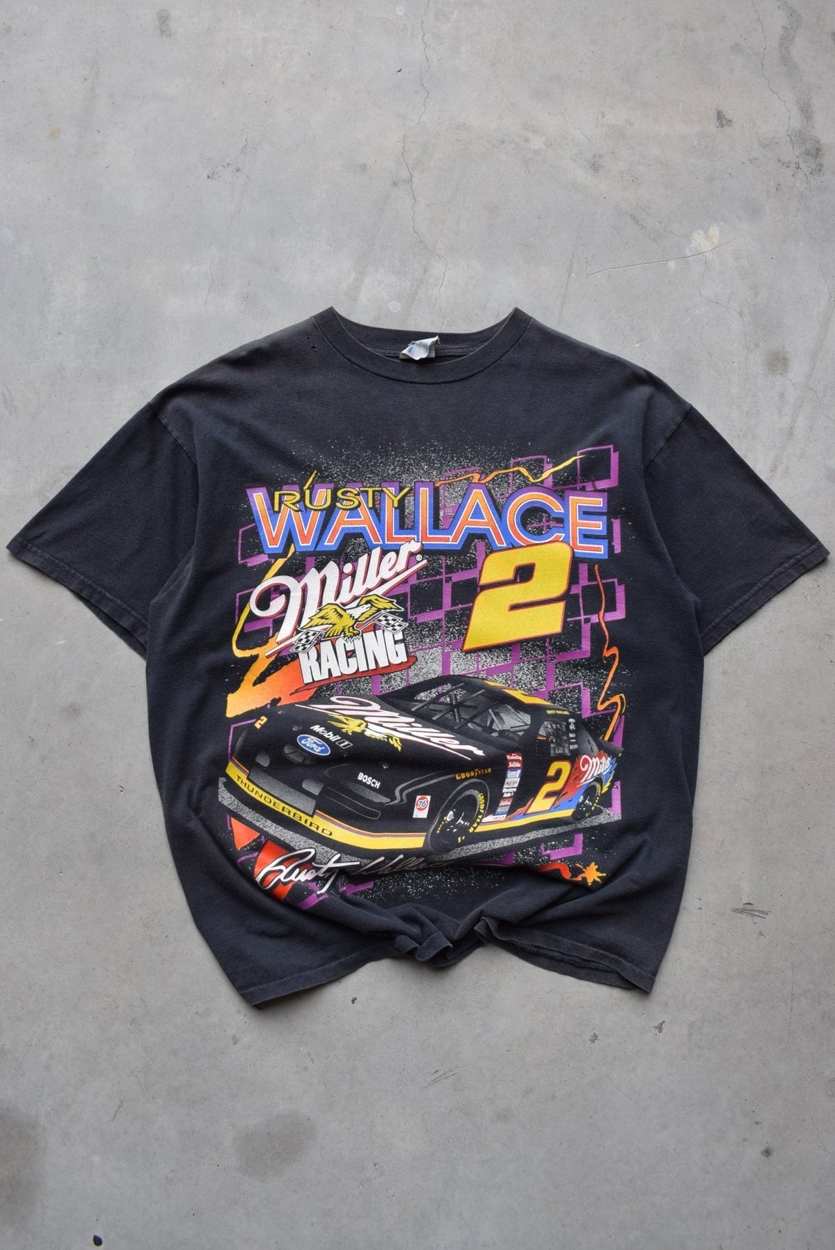 Miller Racing NASCAR Rusty Wallace Black Graphic Tee — 1990s (L/XL) - Retrospective Store
