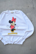 Minnie Mouse White Graphic Crewneck — 1990s (L) - Retrospective Store