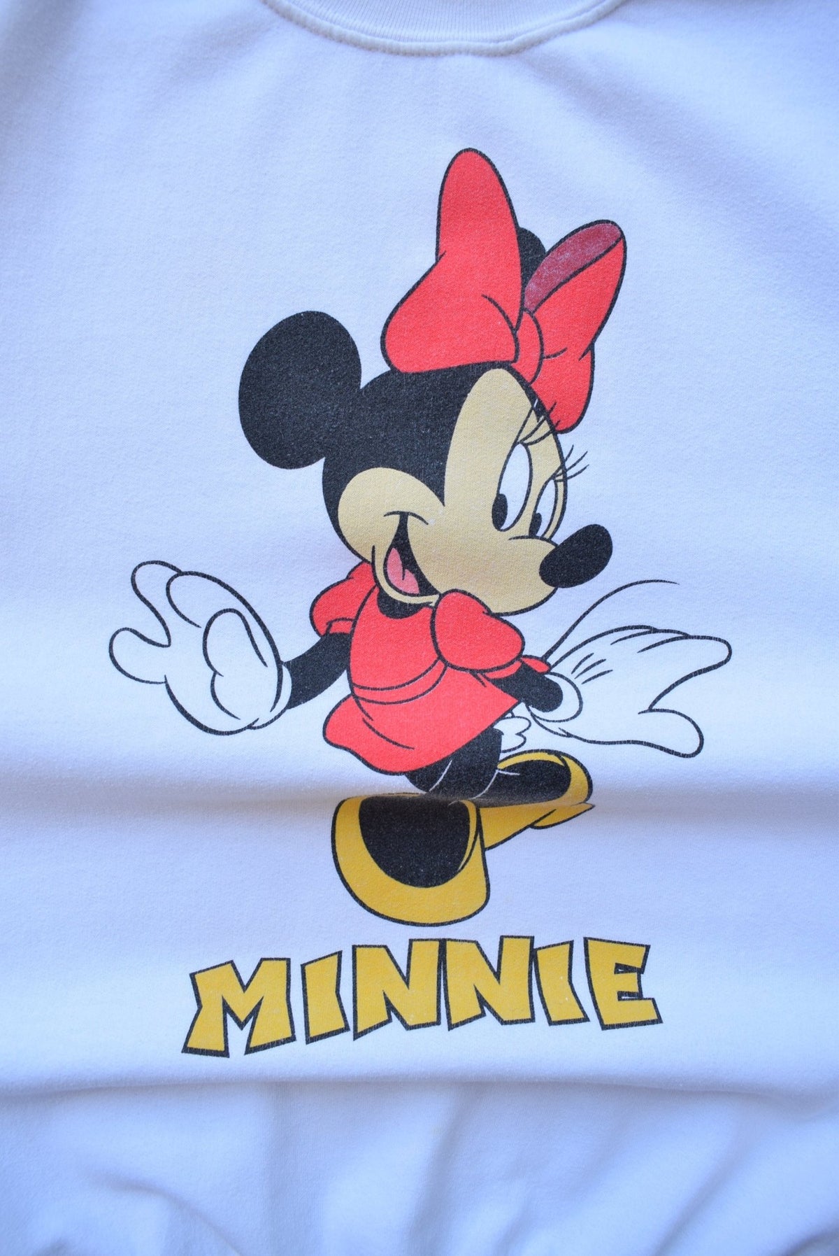 Minnie Mouse White Graphic Crewneck — 1990s (L) - Retrospective Store
