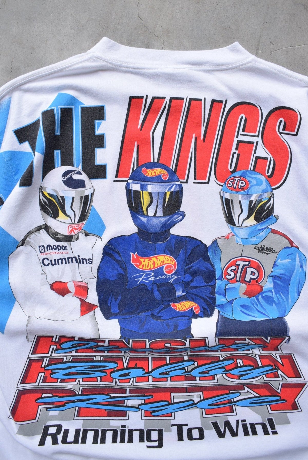 NASCAR Hot Wheels Racing White All-Over-Print Tee — 1997 (XL) - Retrospective Store