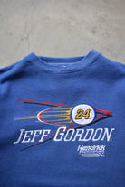 NASCAR Jeff Gordon Blue Embroidered Spellout Crewneck — 1990s (L) - Retrospective Store