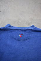 NASCAR Jeff Gordon Blue Embroidered Spellout Crewneck — 1990s (L) - Retrospective Store