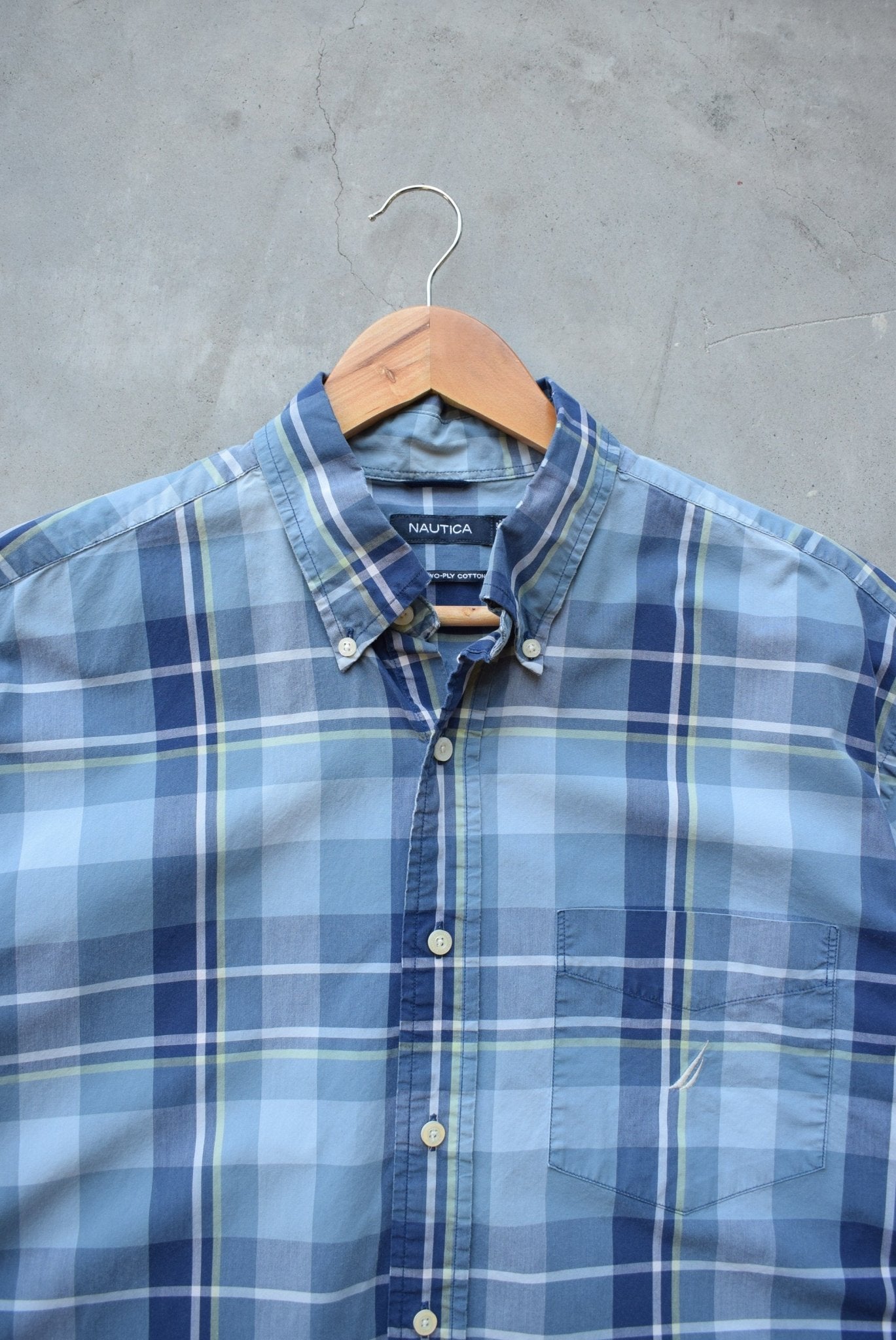 Nautica Blue Cropped Button Up — 2000s (L/XL) - Retrospective Store