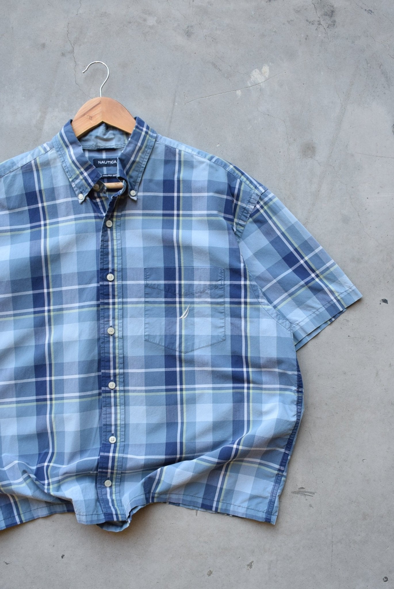 Nautica Blue Cropped Button Up — 2000s (L/XL) - Retrospective Store