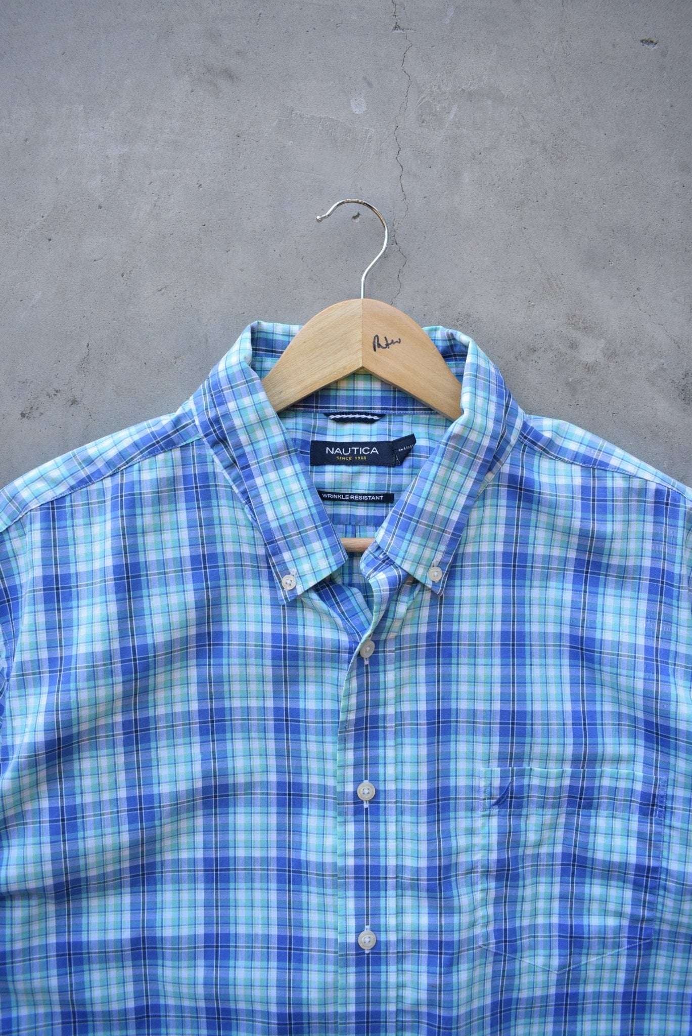 Nautica Blue Cropped Long Sleeve Button Up — 2000s (XL) - Retrospective Store