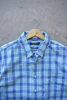 Nautica Blue Cropped Long Sleeve Button Up — 2000s (XL) - Retrospective Store