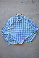 Nautica Blue Cropped Long Sleeve Button Up — 2000s (XL) - Retrospective Store