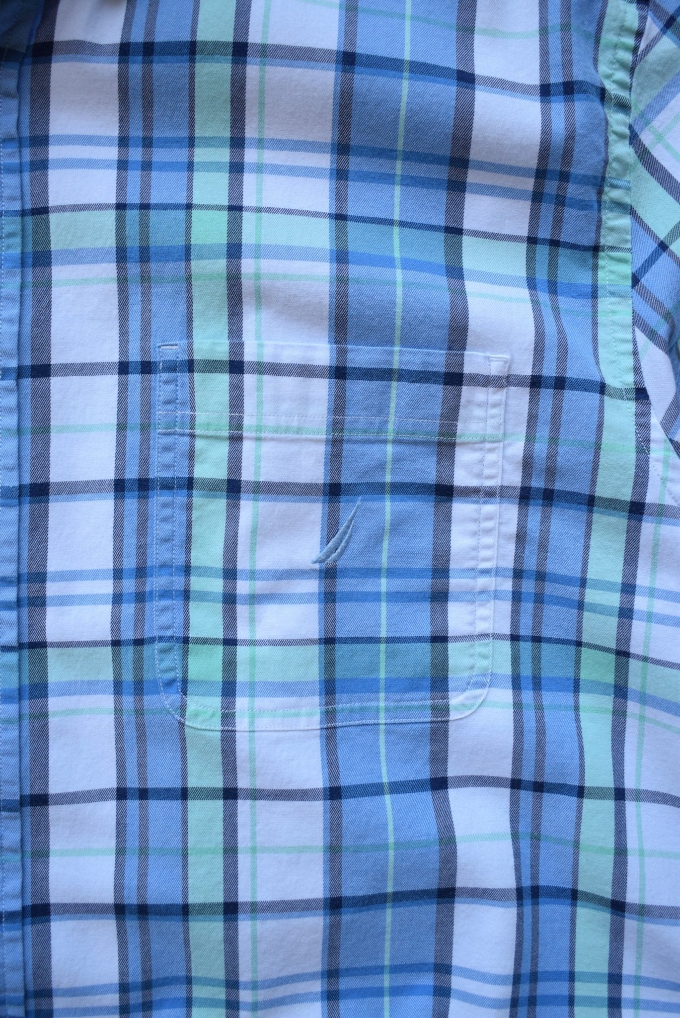 Nautica Blue & Green Cropped Button Up — 2000s (L) - Retrospective Store