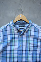 Nautica Blue & Green Cropped Button Up — 2000s (L) - Retrospective Store