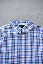 Nautica Blue & Pink Cropped Button Up — 2000s (L) - Retrospective Store