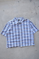 Nautica Blue & Pink Cropped Button Up — 2000s (L) - Retrospective Store