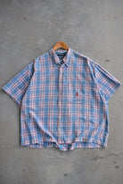 Nautica Blue & Red Cropped Button Up — 2000s (XXL) - Retrospective Store