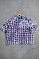 Nautica Blue & Red Cropped Button Up — 2000s (XXL) - Retrospective Store