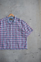 Nautica Blue & Red Cropped Button Up — 2000s (XXL) - Retrospective Store