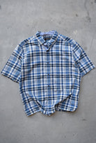 Nautica Blue & White Cropped Button Up — 2000s (M) - Retrospective Store