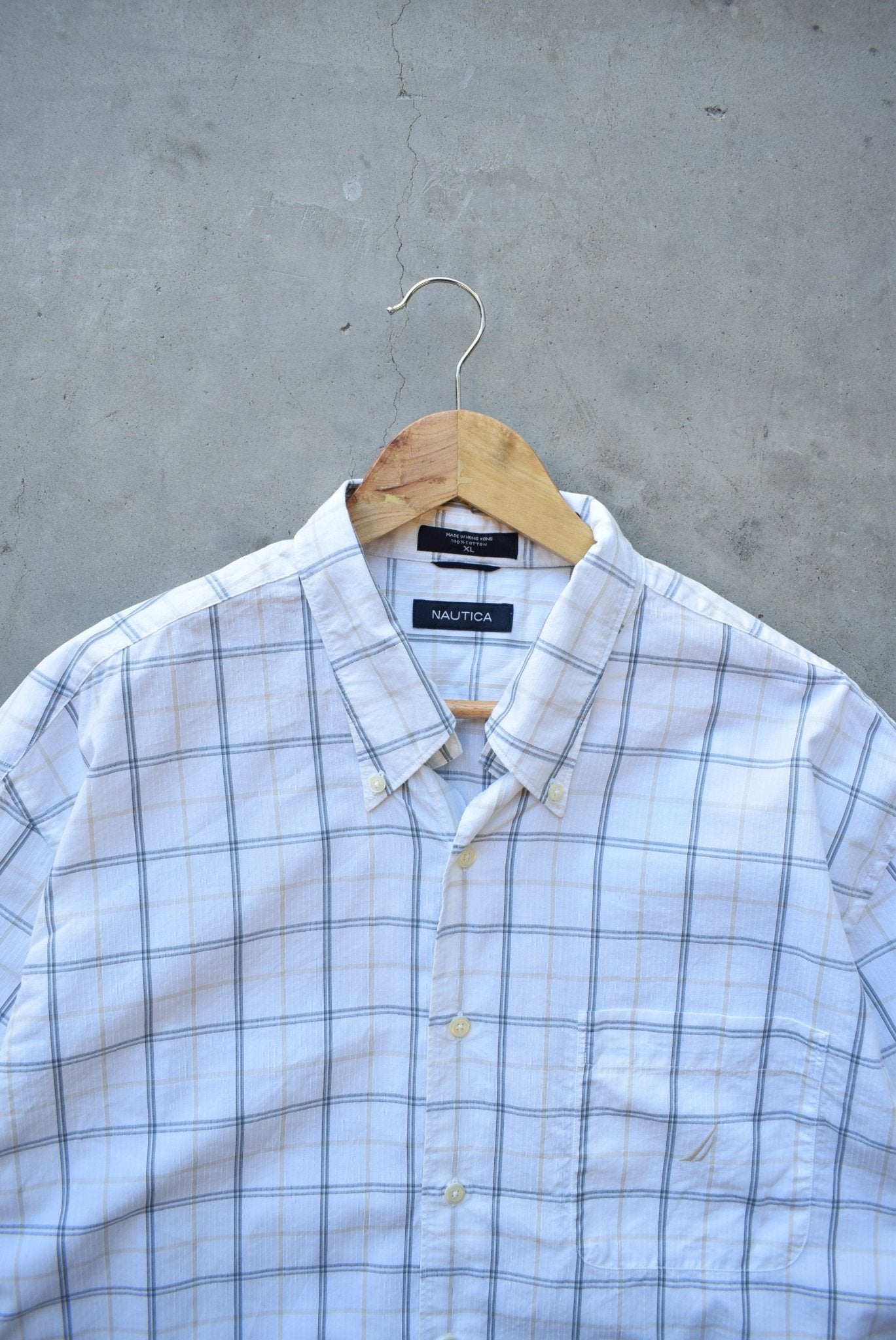 Nautica Cream Cropped Long Sleeve Button Up — 2000s (L) - Retrospective Store
