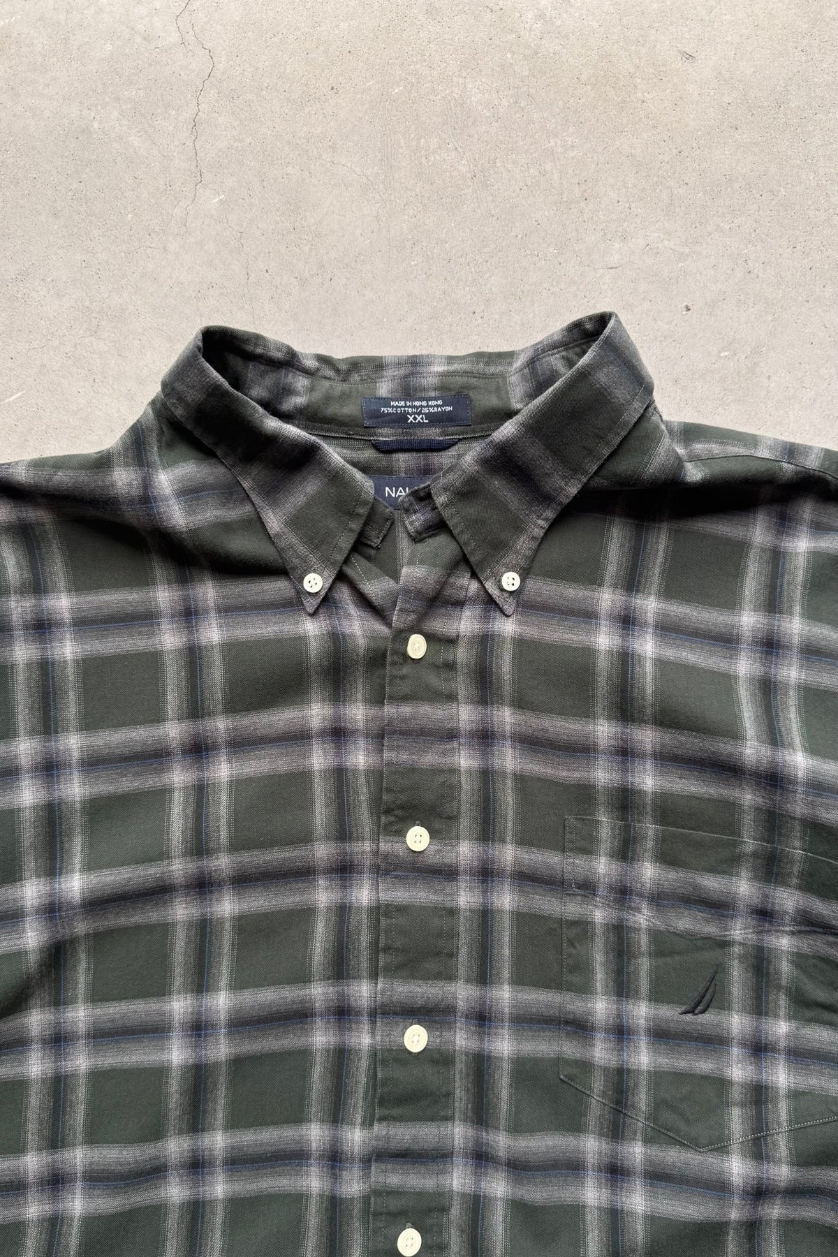 Nautica Green Cropped Long Sleeve Button Up — 2000s (XL) - Retrospective Store
