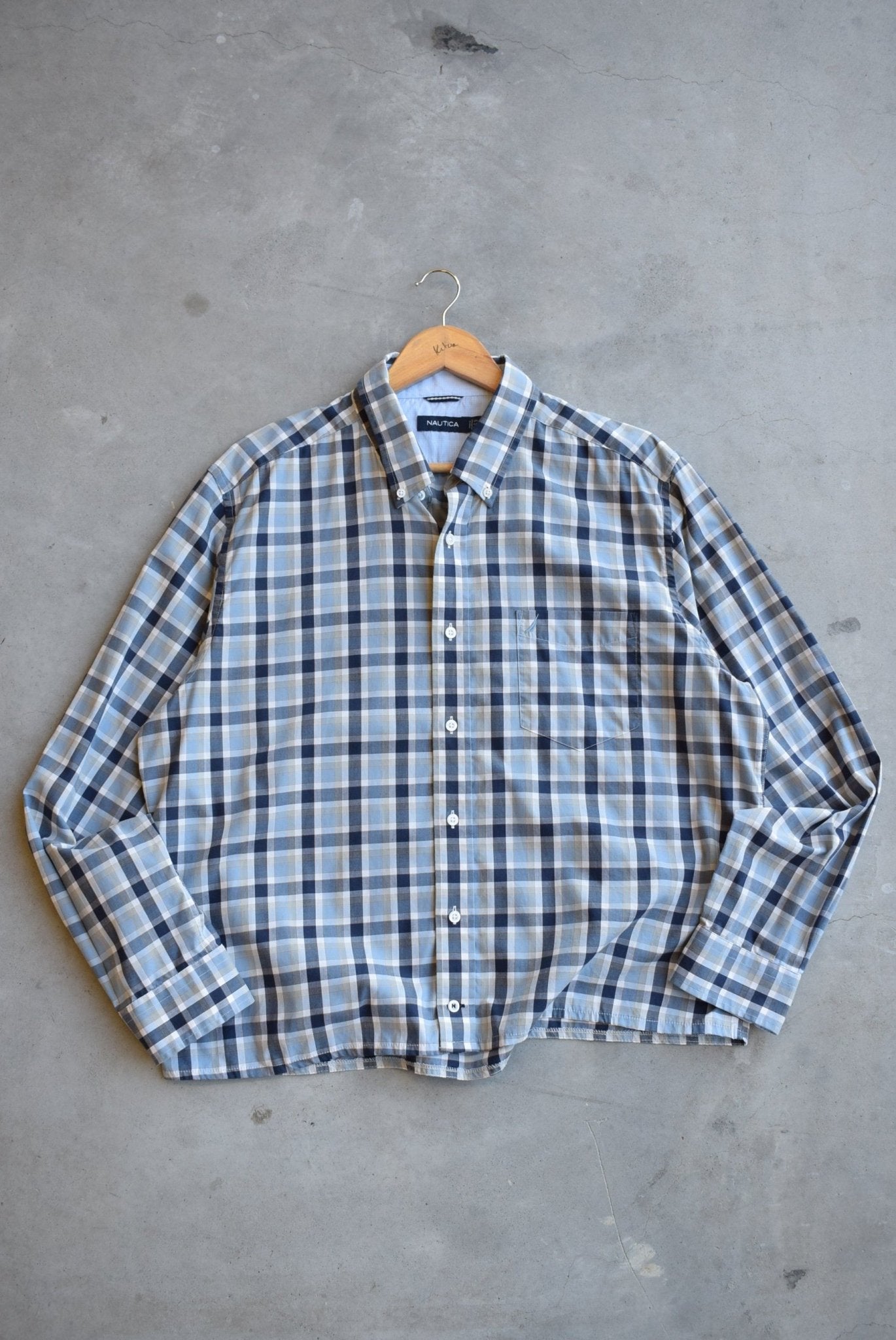 Nautica Grey Cropped Button Up — 2000s (XL) - Retrospective Store