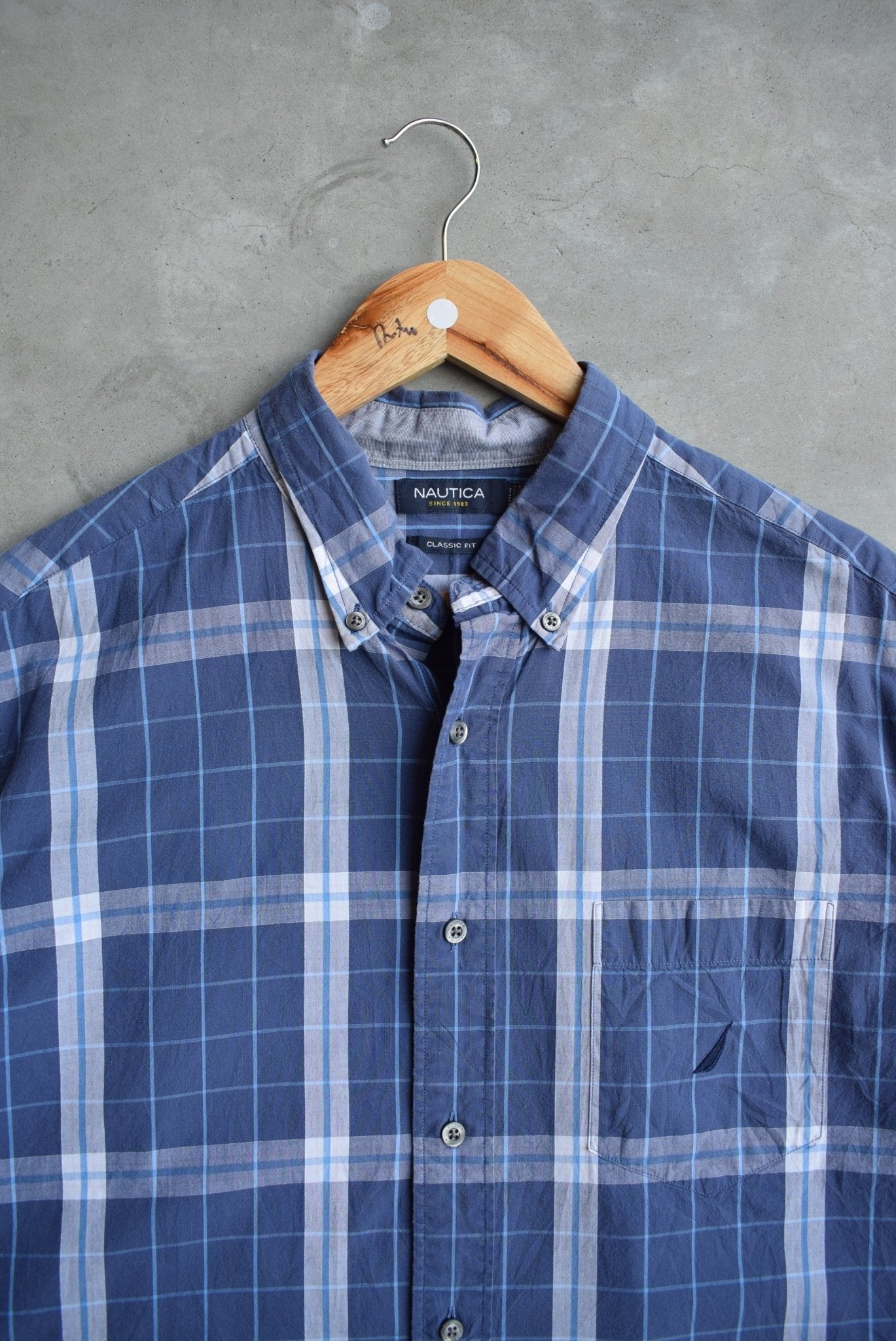 Nautica Navy Cropped Button Up — 2000s (M/L) - Retrospective Store