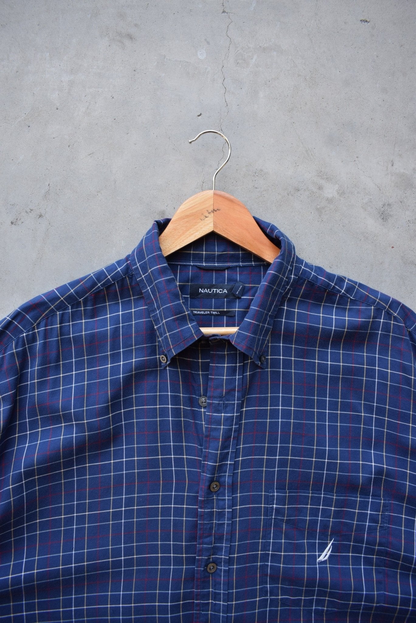 Nautica Navy Cropped Long Sleeve Button Up — 2000s (XXL) - Retrospective Store