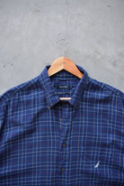 Nautica Navy Cropped Long Sleeve Button Up — 2000s (XXL) - Retrospective Store