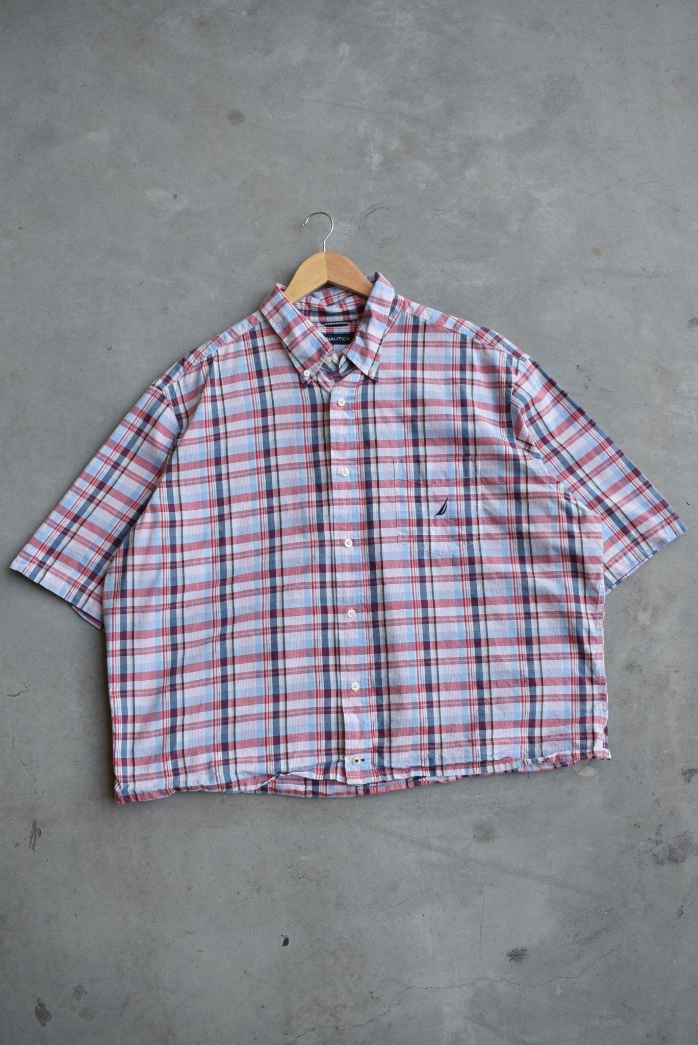 Nautica Red Cropped Button Up — 2000s (XXL) - Retrospective Store