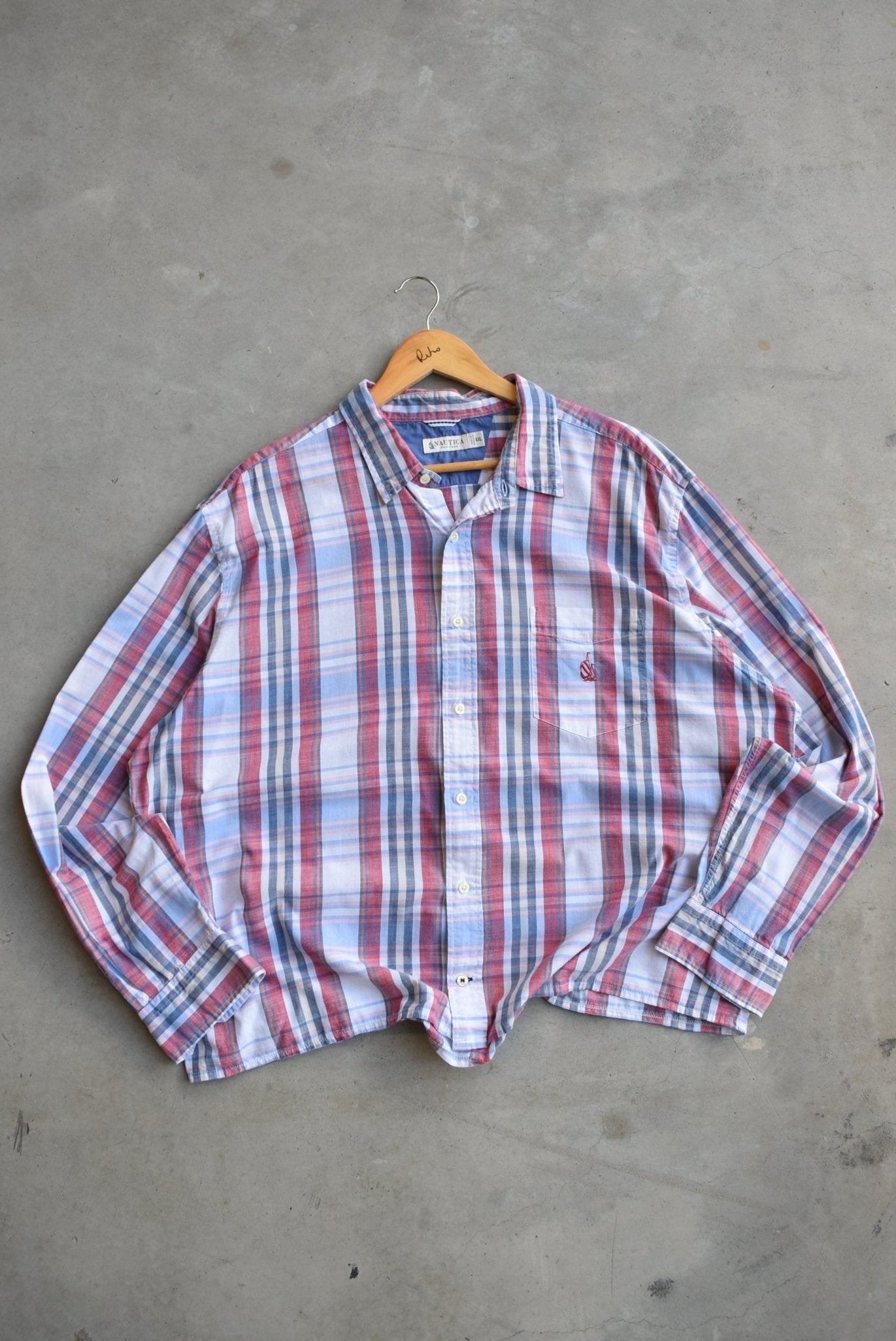 Nautica Red Cropped Button Up — 2000s (XXL) - Retrospective Store