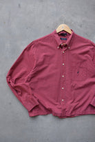 Nautica Red Cropped Long Sleeve Button Up — 2000s (L) - Retrospective Store