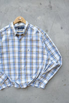 Nautica White & Tan Cropped Long Sleeve Button Up — 2000s (XL/XXL) - Retrospective Store
