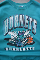 NBA Charlotte Hornets Blue Graphic Crewneck — 1990s (L) - Retrospective Store