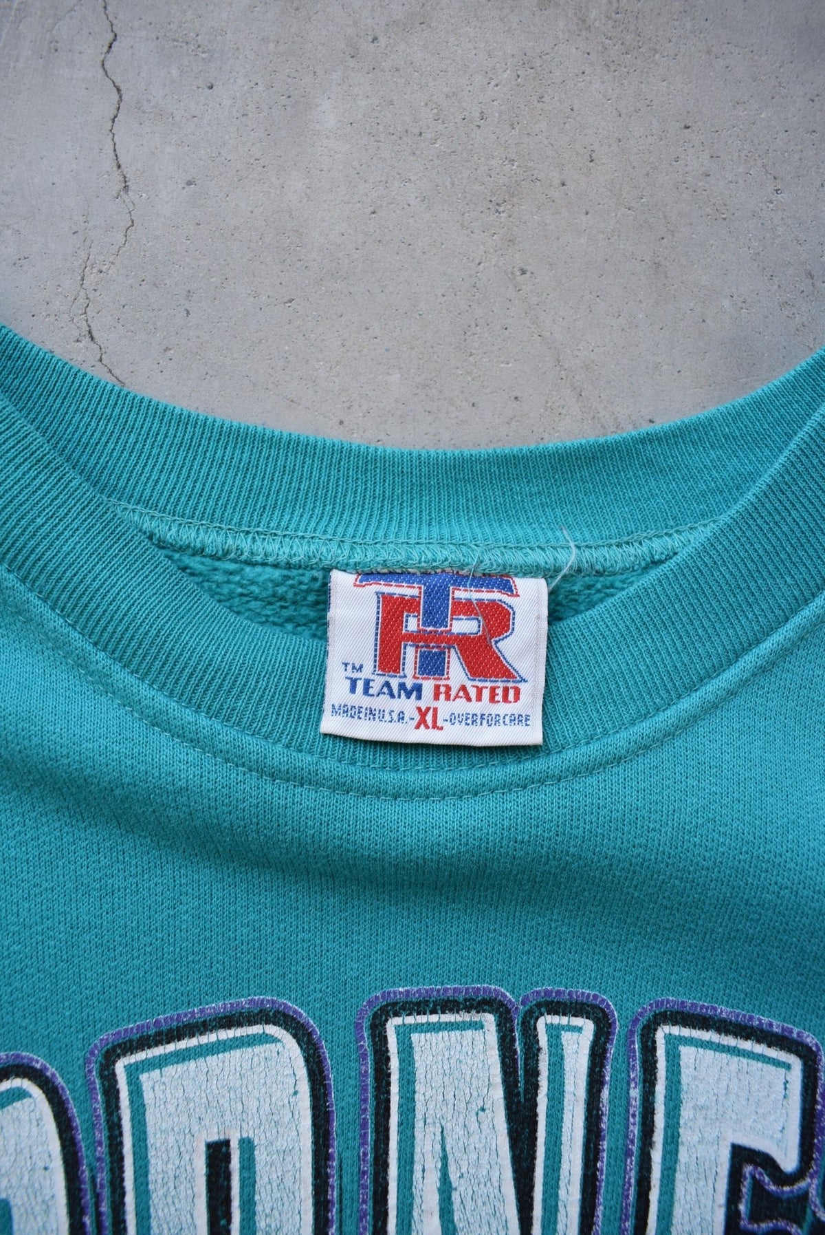 NBA Charlotte Hornets Blue Graphic Crewneck — 1990s (L) - Retrospective Store