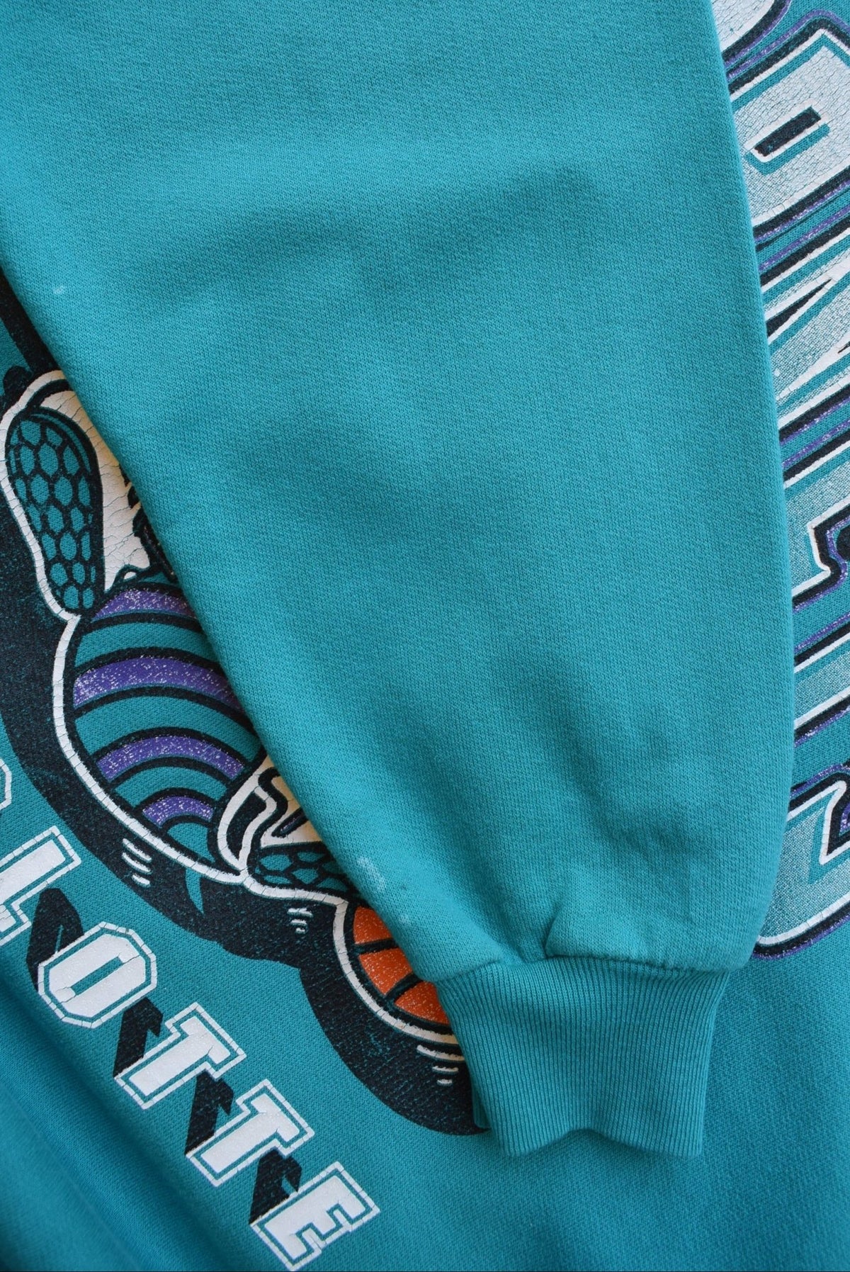NBA Charlotte Hornets Blue Graphic Crewneck — 1990s (L) - Retrospective Store