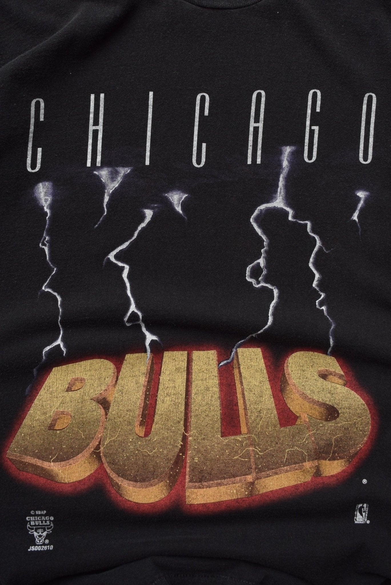 NBA Chicago Bulls Black Graphic Tee — 1990s (L) - Retrospective Store