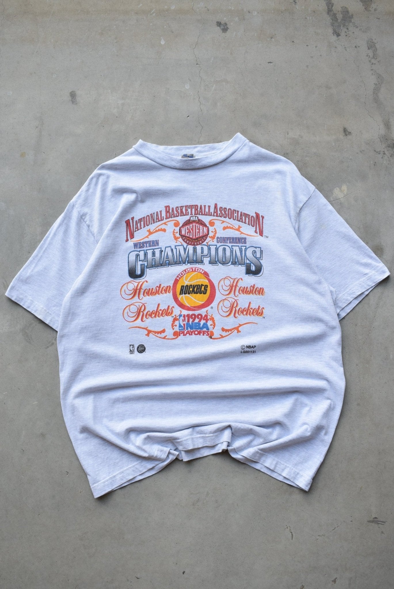 NBA Houston Rockets Champions Grey Graphic Tee — 1994 (XL) - Retrospective Store