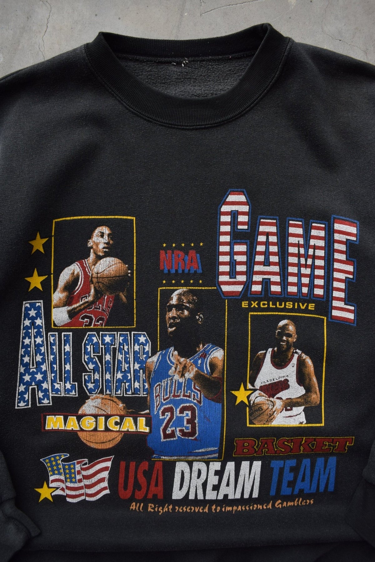 NBA United States Dream Team Black Graphic Crewneck — 1990s (S/M) - Retrospective Store
